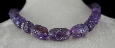 Certified Natural Amethyst 922 Ct Engraved Sterling Silver Antique Necklace