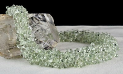 Certified Natural Green Amethyst Teardrop Necklace 731 Ct Sterling Silver Party