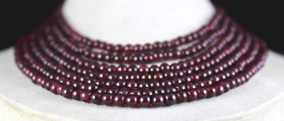 Natural Red Garnet Beads Necklace 901 Cts Round 7 Line Gemstone Ladies Stone