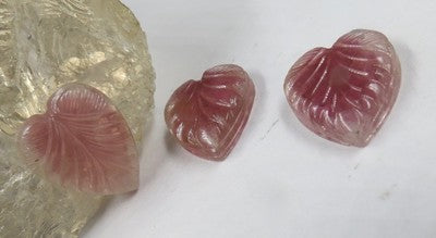 Natural Pink Tourmaline 37.65 Ct Carved Heart Gemstone Pendant Earring Ring