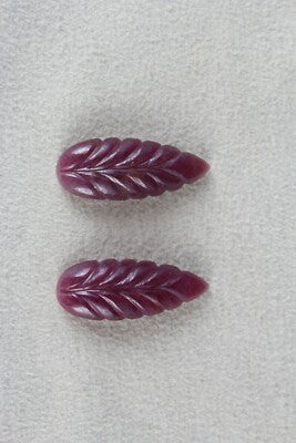 Certified Natural Untreated Ruby Carved Leaves Pair 39.22 Ct Gemstone Earrings