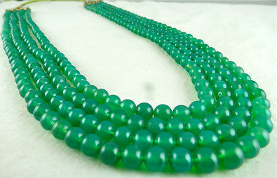 Green Onyx Round Beads 4 Line 482ct Gemstone Semi-precious Necklace