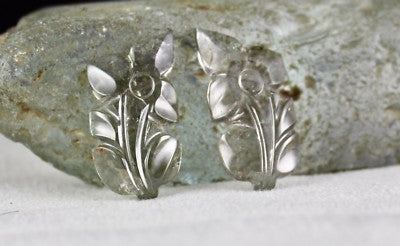 Natural Grey Tourmaline 45.60 Ct Carved Leaf Gemstone For Earring Designing