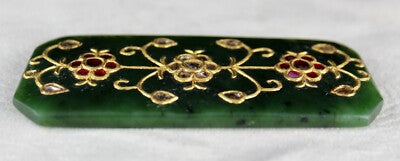 Certified Natural Nephrite Jade 253ct Pendant Natural Diamond & Gem 22k Gold