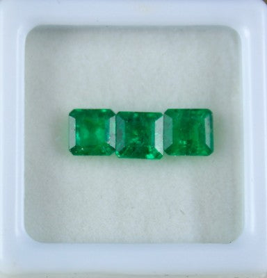Certified Earthmined Natural Emerald 5mm Square Cut 3 Pcs 2.08ct Gemstone Ring