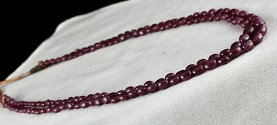 Certified Natural Ruby 319ct Beads Long 2 Line Untreated Gemstone Necklace