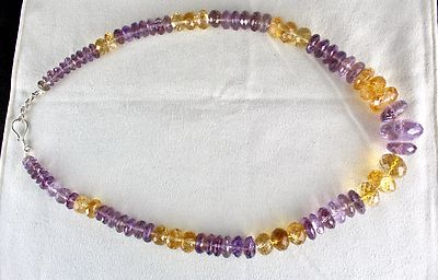 Natural Citrine Amethyst 875 Ct Faceted Beads Big Gemstone Fashion Necklace