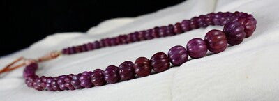 Certified Natural Unheat Ruby Carved 513ct Melon Gemstone Beads Necklace