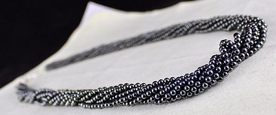 Natural Hematite Beads Necklace 23 Inch 725 Carat Weight 9 Line Round Ladies