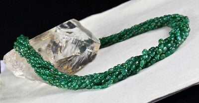 Luxury Antique Emerald Necklace 11 L 442 Ct Certified Natural Gemstone Beads