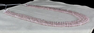 Natural Rose Quartz 432 Carats Beads Round 4 Line Fashion Pink Necklace