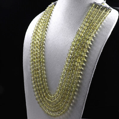 Lemon Quartz Necklace 834 Ct Natural Gem Beads Round Yellow Fashion Jewelry