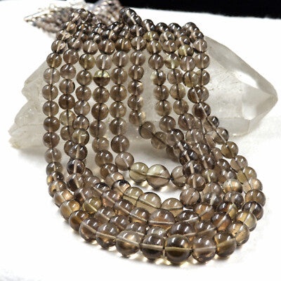 Natural Smoky Quartz Beads Necklace 5 L 928 Ct Gemstone Sterling Silver Party
