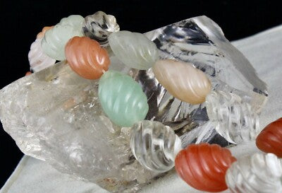 Natural Semi Precious Gemstone Melon Beads Necklace 901 Cts Sterling Silver