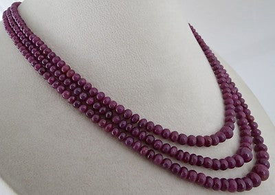 Certified Natural Ruby 333 Ct Beads Round Gemstone Necklace For Women