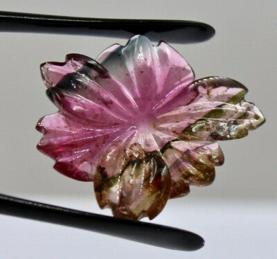 Natural Multi Tourmaline 16 Ct Carved Flower Gemstone For Ring Pendant