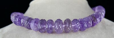 Certified Natural Amethyst 765 Ct Beads Sterling Silver Antique Necklace
