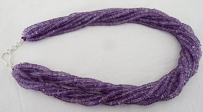 Brazilian Amethyst Beads Button 1165 Ct Gemstone Sterling Silver Necklace