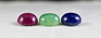 Certified Natural Ruby Emerald Blue Sapphire Cabochon Oval 16mm 51ct Gem Pendant