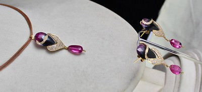 Certified Multi-colour Tourmaline 119ct Natural Diamond 18k Gold Jewelry Set