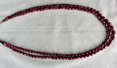 Certified Natural Ruby 319ct Beads Long 2 Line Untreated Gemstone Necklace