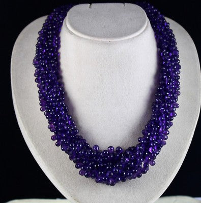 Certified Natural Amethyst 1157 Ct Teardrop Sterling Silver Party Necklace