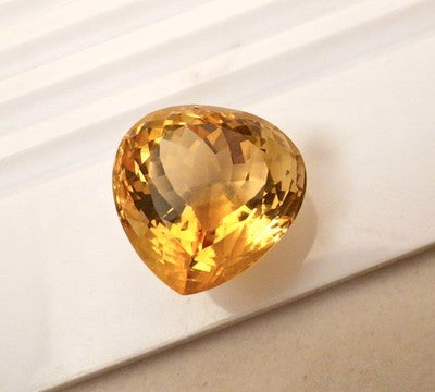 Certified Natural Yellow Citrine 28x28mm 97.26 Ct Gemstone Heart Pendant Ring