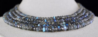 Natural Labradorite Faceted Round Bead Necklace 469 Carats Gemstone 5 Line