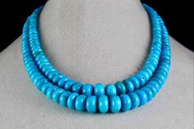 Certified Round Turquoise Beads 542 Ct Sterling Silver Vintage Necklace