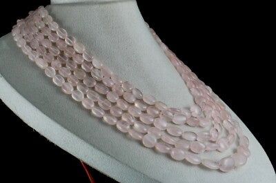 Natural Rose Quartz 1134 Ct Beads Cabochon Fashion Necklace For Women