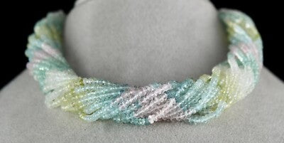 Certified Natural Multi Aquamarine 688ct Beads Faceted Necklace For Women