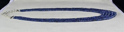 Certified Natural Blue Sapphire Beads 5 L 395 Ct Sterling Silver Necklace