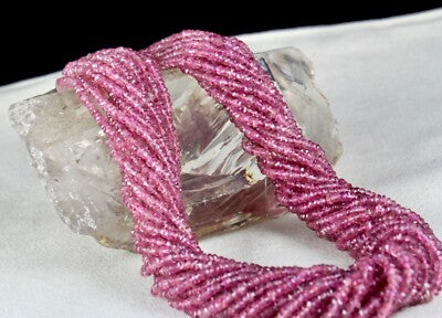 Certified Natural Pink Tourmaline 687 Ct Beads Faceted Sterling Silver Necklace