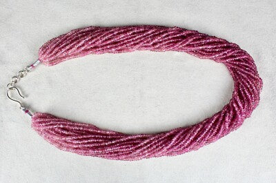 Certified Natural Pink Tourmaline 687 Ct Beads Faceted Sterling Silver Necklace