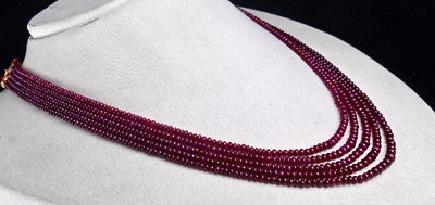 Certified Natural Ruby Beads Round 5 L 230 Ct Gemstone Beaded Necklace