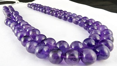 Amethyst Beads Necklace 2 L 800 Ct Round Semi Precious Big Gemstone Fine