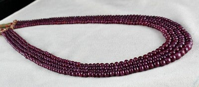 Certified Natural Ruby 439 Ct Round Beads Gemstone Necklace For Women