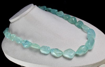 Certified Natural Blue Aquamarine 1471 Ct Sterling Silver Gemstone Necklace