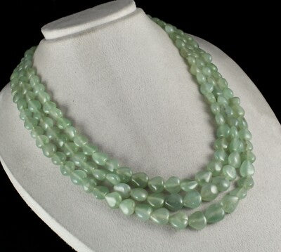 Natural Aventurine Jade 874 Ct Fancy Cabochon Beads Gemstone Necklace