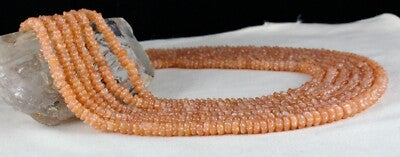 Natural Orange Quartz 940 Ct Beaded Necklace Carved Flower Gemstone Strings