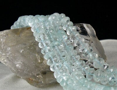 Certified Natural Aquamarine 972 Ct Blue Faceted Beaded Necklace 2 Line