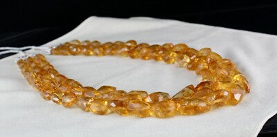 Certified Natural Citrine 1005 Ct Faceted Beads Sterling Silver Necklace