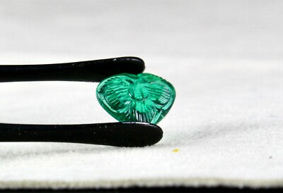 Certified Natural Zambian Emerald 3 Ct Carved Heart Loose Gemstone Ring