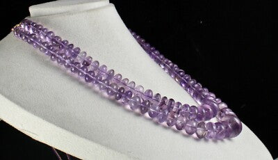 Certified Natural Amethyst 23mm Beads Necklace 1252 Ct Purple Gemstone For Women