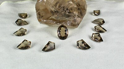Natural Smoky Quartz Oval 11 Pc 86.75 Ct Gemstone For Set Designing