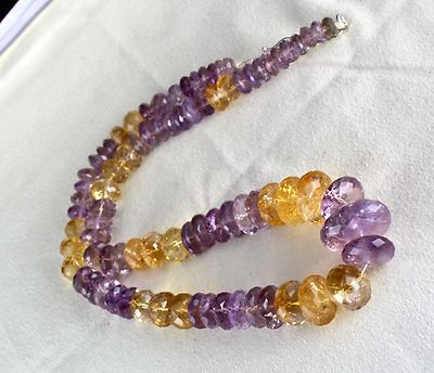 Natural Citrine Amethyst 875 Ct Faceted Beads Big Gemstone Fashion Necklace