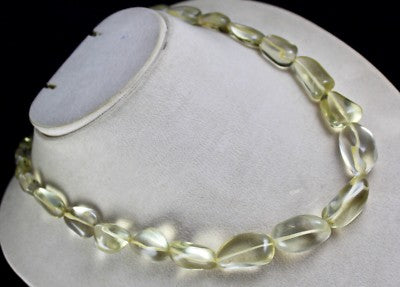 Natural Lemon Quartz 580 Carats Tumble Beads Gemstone Necklace