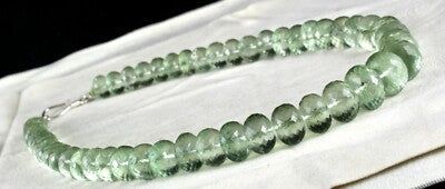 Certified Green Amethyst Faceted Round Beads 867 Ct Gemstone Necklace