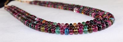 Certified Natural Multi Tourmaline Necklace 832 Ct Round Beaded A+ Gemstone