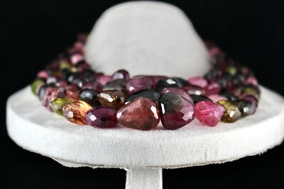 Certified Natural Multi Tourmaline Nugget Beads Necklace 4 L 2221 Ct For Women